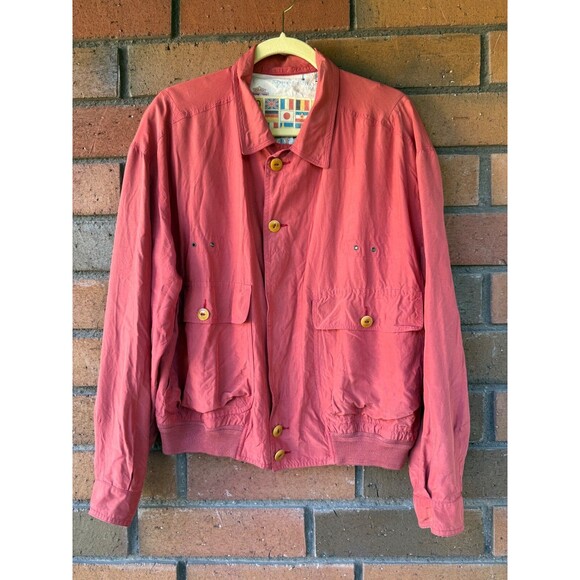 Vintage Silk Golf Jacket Button Up Lined Red 1960's Made in Italy | Size IT 50 - Picture 1 of 15